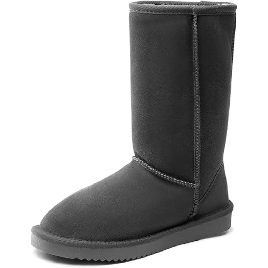 Dream Pairs Women's Tall Mid-Calf Winter Snow Boots w/Faux Fur, Gray - Size 9