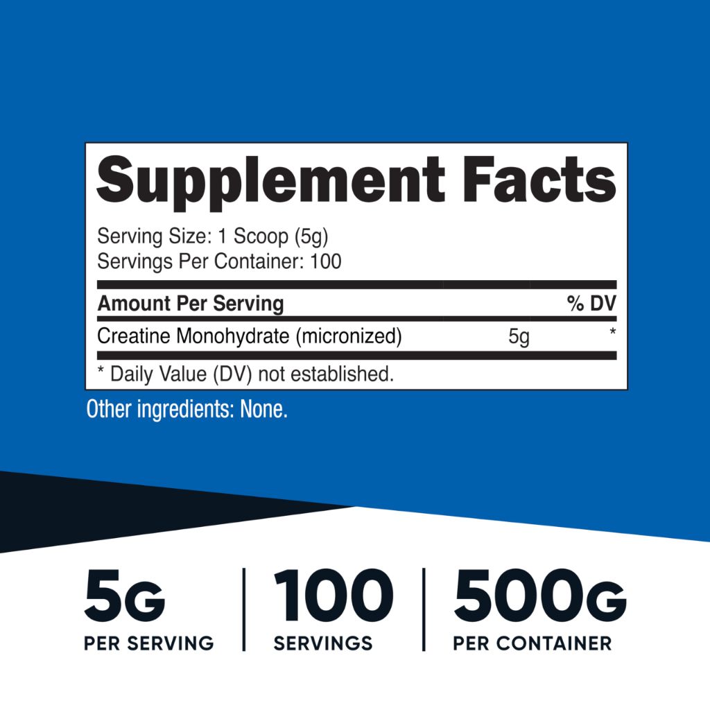 Nutricost Creatine Monohydrate Micronized Powder 500G, 5000mg Per Serv - 17.9 Oz