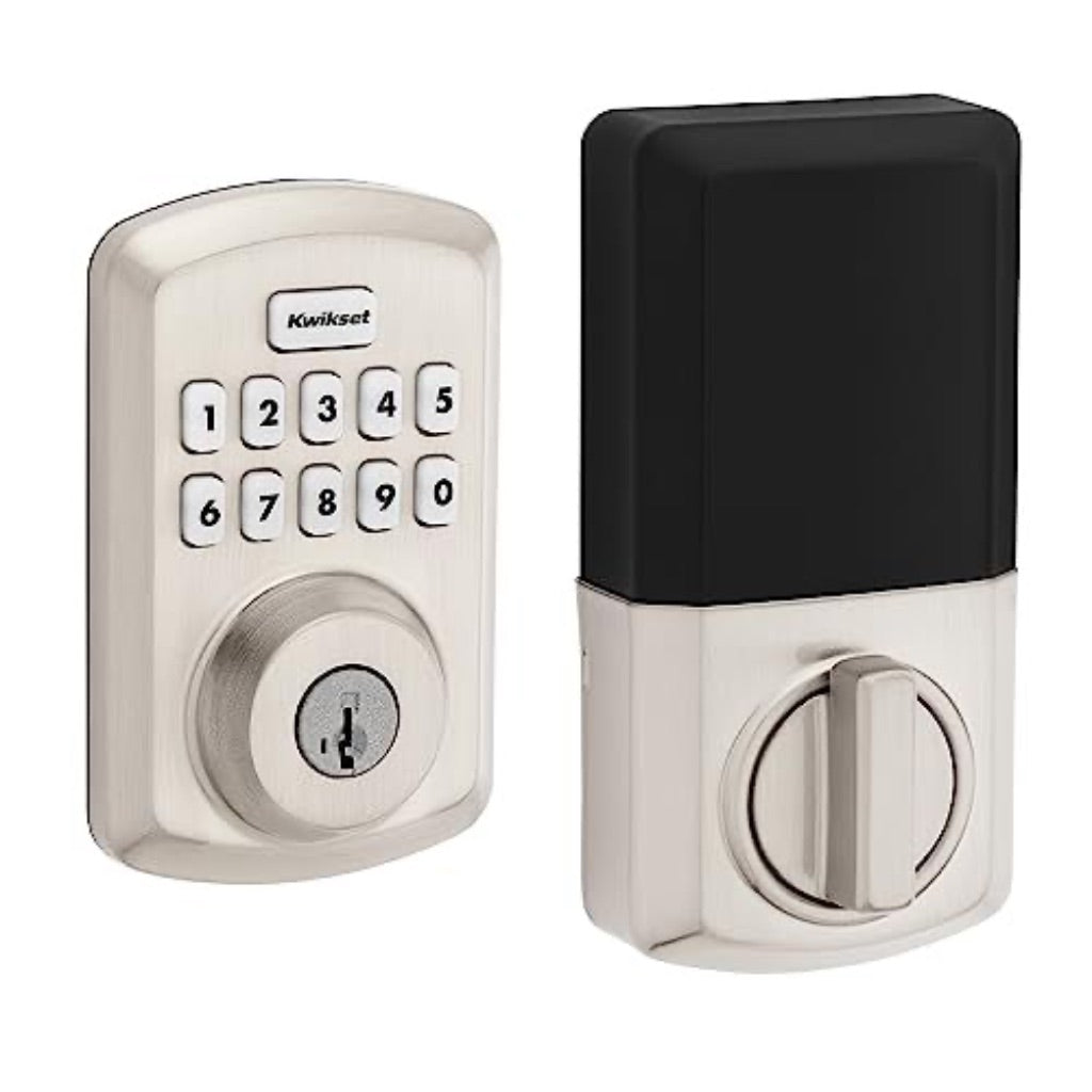 Kwikset Powerbolt 250 10-Button Keypad Satin Nickel Transitional Electronic Deadbolt Door Lock  Featuring Convenient Keyless Entry  Customizable User