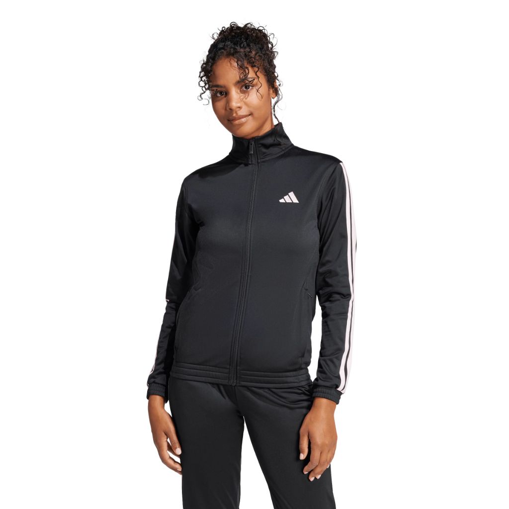 adidas Women's Tricot 3-Stripes Track Top - Black/Clear Pink, Size M