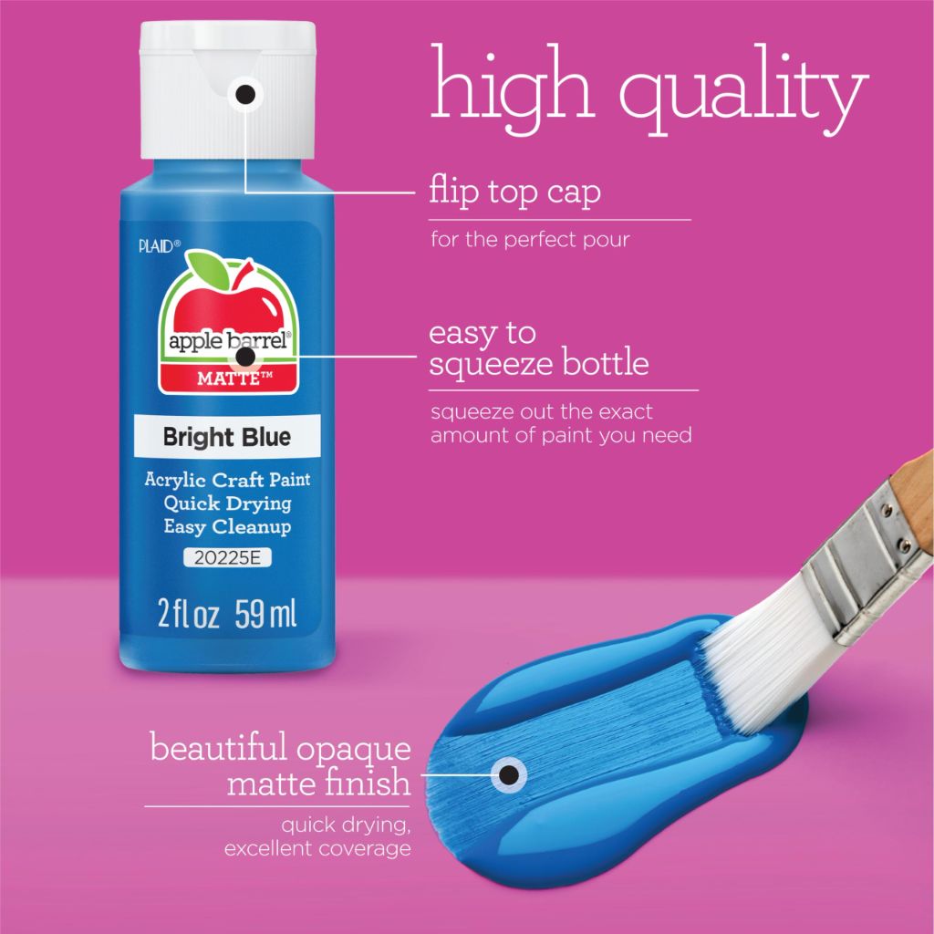 Apple Barrel, Vibrant Spectrum Collection Acrylic Craft Paint, PROMOABIII, 2 fl oz each, 16 assorted matte colors