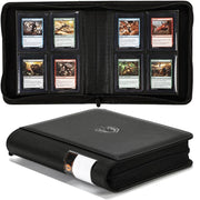 Toploader Binder, 4-Pocket Holds 128 Cards in 3" x 4" Rigid Card Holders (Black)