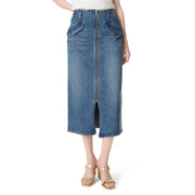 DO by Dee Ocleppo Womens Millie Zipper Front Denim Skirt with Center Slit Standard
