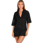 Sunshine 79 Women's Short Sleeve Tunic Cover Up Dress - Black, Size L