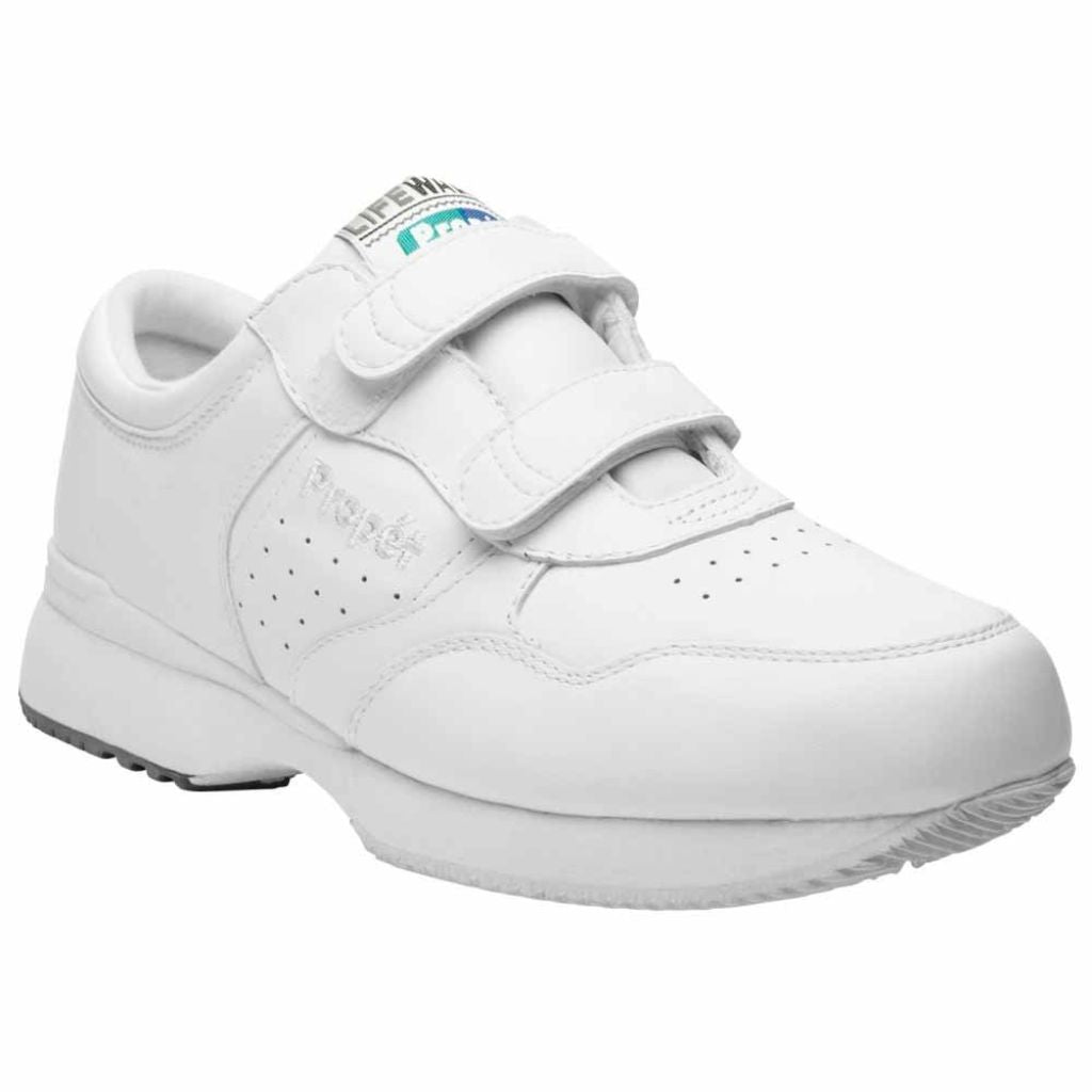 Propét Men LifeWalker Strap Sneaker, White, 7 Wide