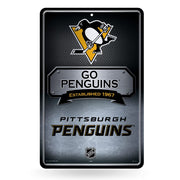 Rico Industries NHL Pittsburgh Penguins Large Metal Sign 11" x 17" Large Metal Home Décor Sign