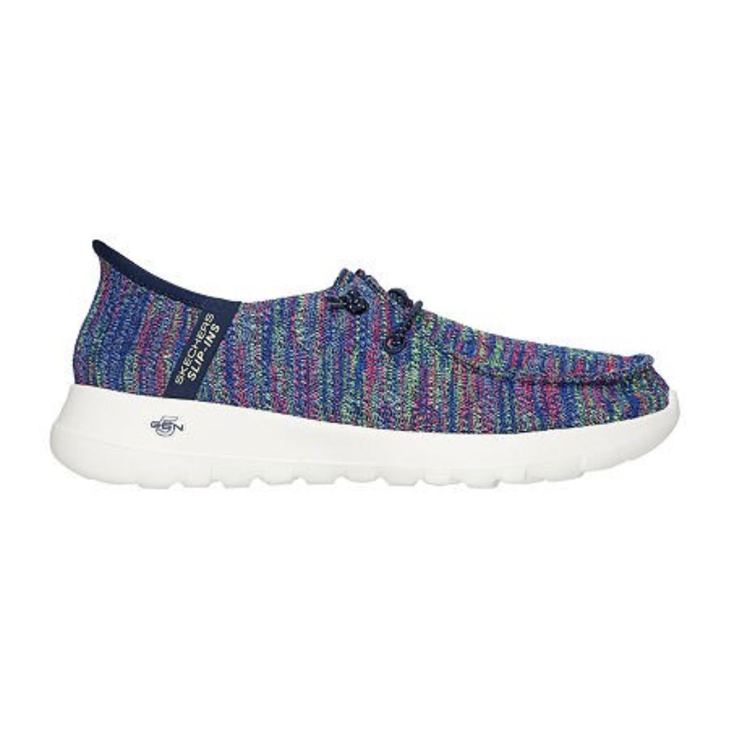 Skechers Women's Hands Free Slip-Ins Go Walk Joy Moc Toe Casual Shoe, Navy/Multi, 6.5 US