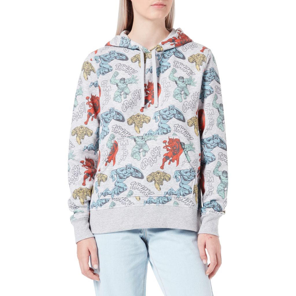 Amazon Essentials Marvel Women's Fleece Hooded Pullover Hoodie Sweatshirts, Marvel Avengers, 6X