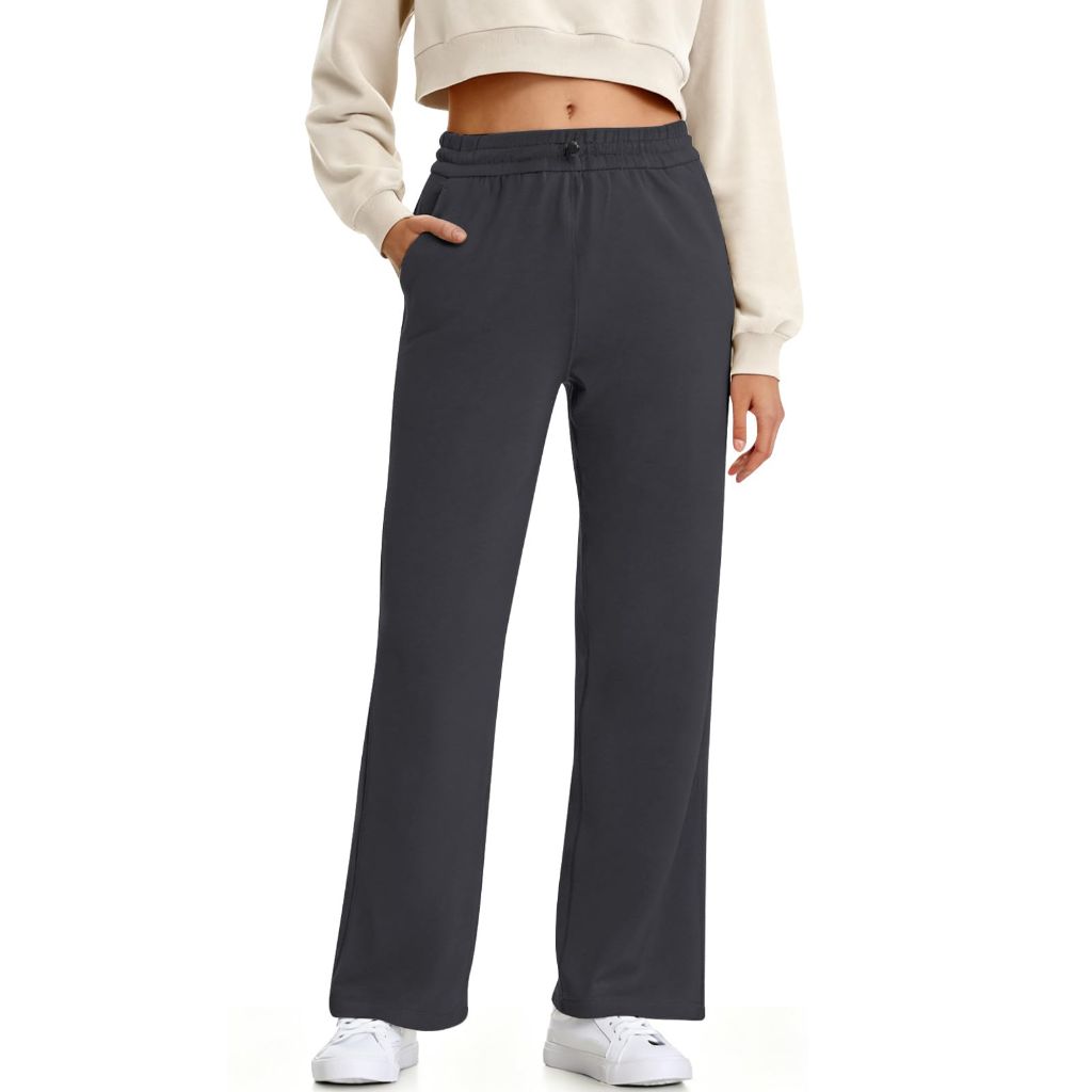 SZ XL, Turnhier Womens Wide Leg Sweatpants High Waisted Yoga Pants with Pockets (Grey)