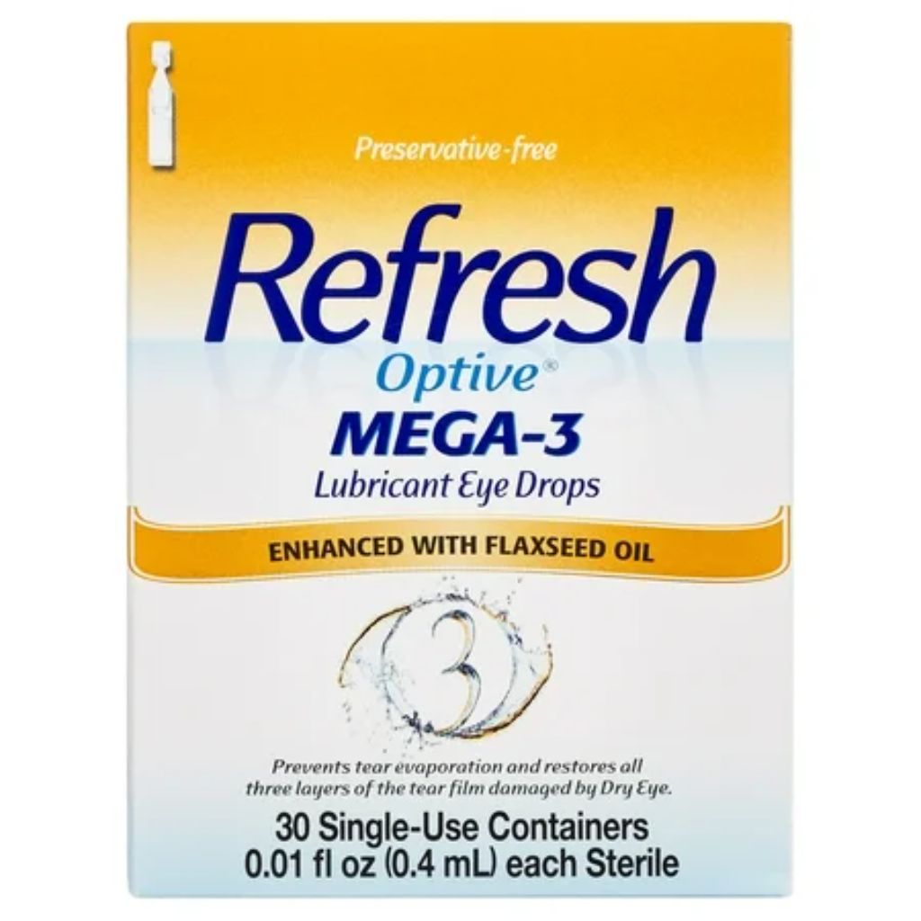 Refresh Optive Mega-3 Lubricant Eye Drops Preservative-Free Artificial Tears - 0.01 fl oz (0.4mL) - 30 Single-Use Containers