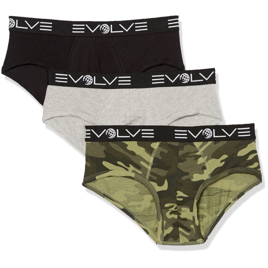 EVOLVE Men's Cotton Stretch 3 Pack No Show Briefs