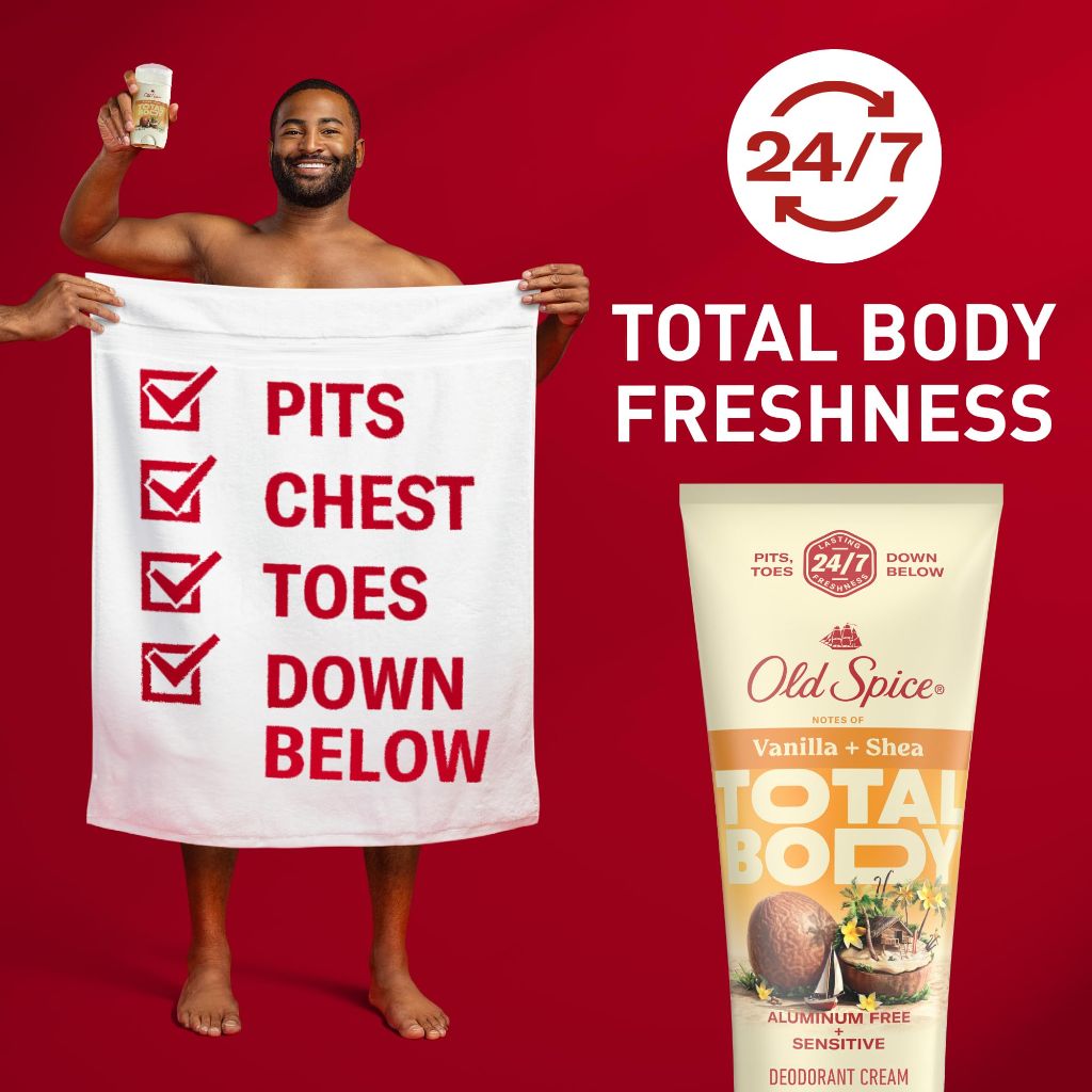 Old Spice Whole Body Deodorant Cream for Men, Travel Size, Vanilla + Shea Scent, 0.8 oz