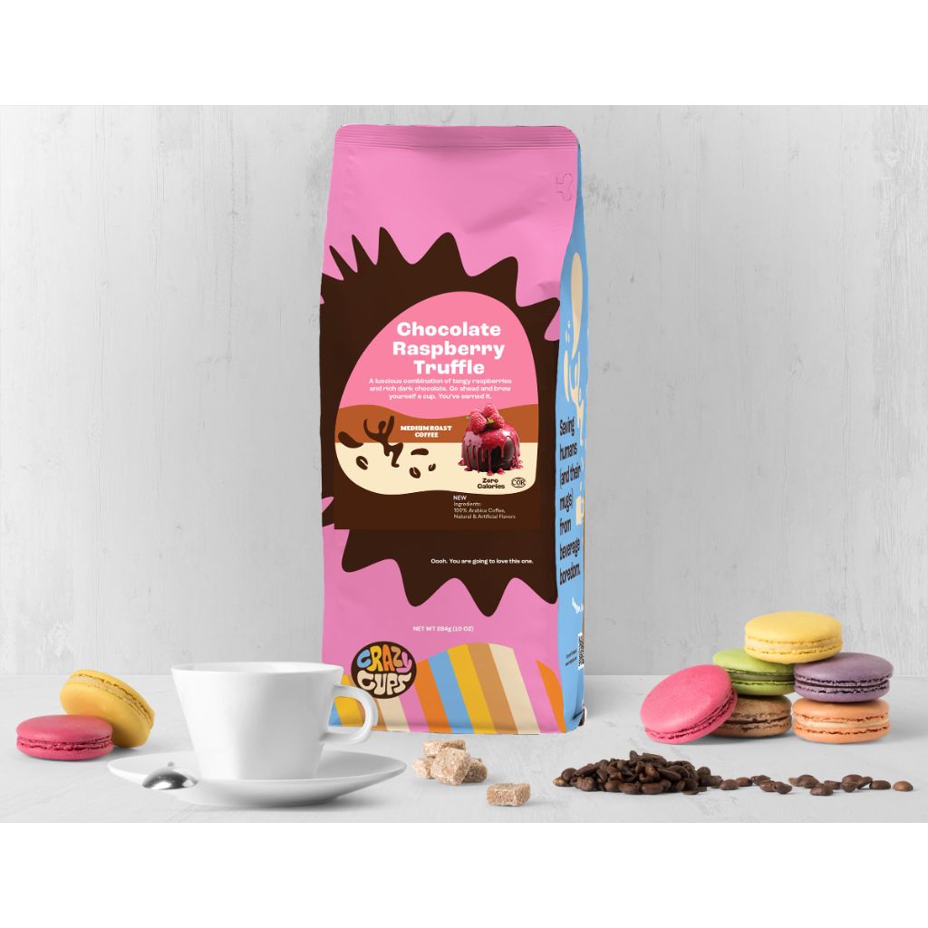 Crazy Cups Flavored Ground Chocolate Coffee, Chocolate Raspberry Coffee in 10 oz Bag