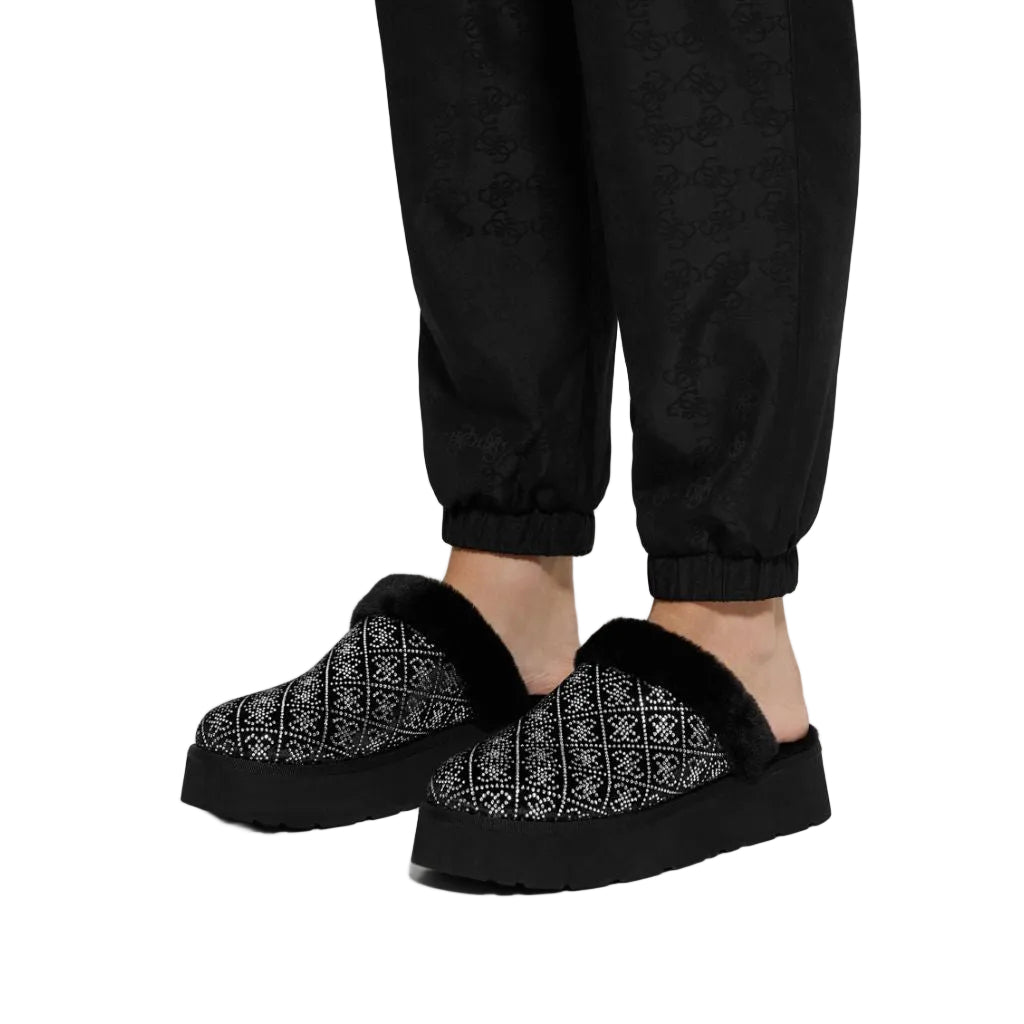 Guess Women's Danikas Slipper, Black Velvet Rhinestone - size 10