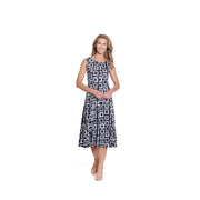 MULTIPLES Women's Clothing Scoop Neck Tank Dress, Black/White Print, SZ PM