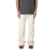 Mnml Men's Snap Baggy Flare Denim, Off White - size 42