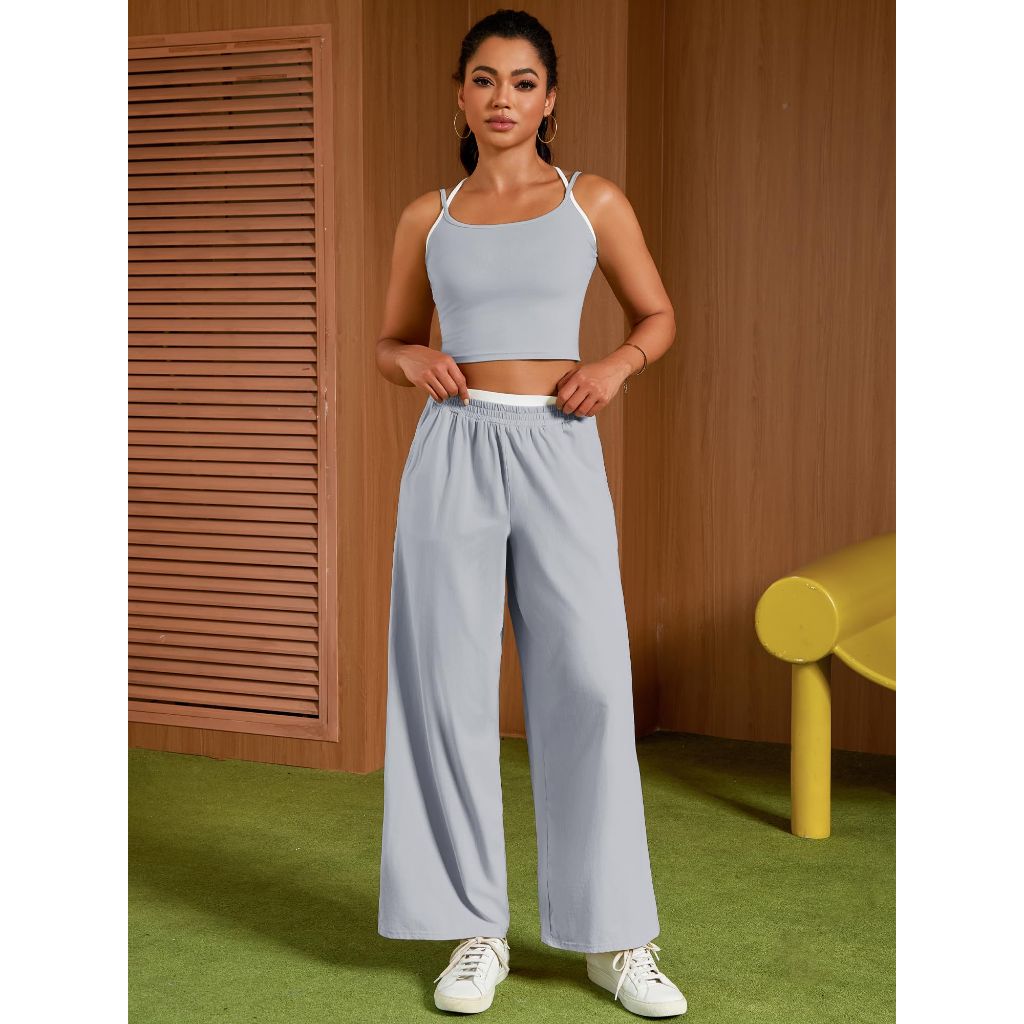ONFERS 2 Piece Sets for Women Summer Yoga Set, Small, Gray