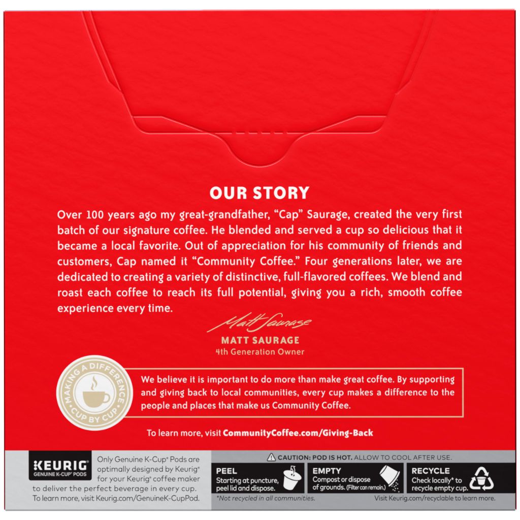 Community Coffee Café Special Medium-Dark Roast Single Serve Keurig K-Cup Pods 32 ct Box