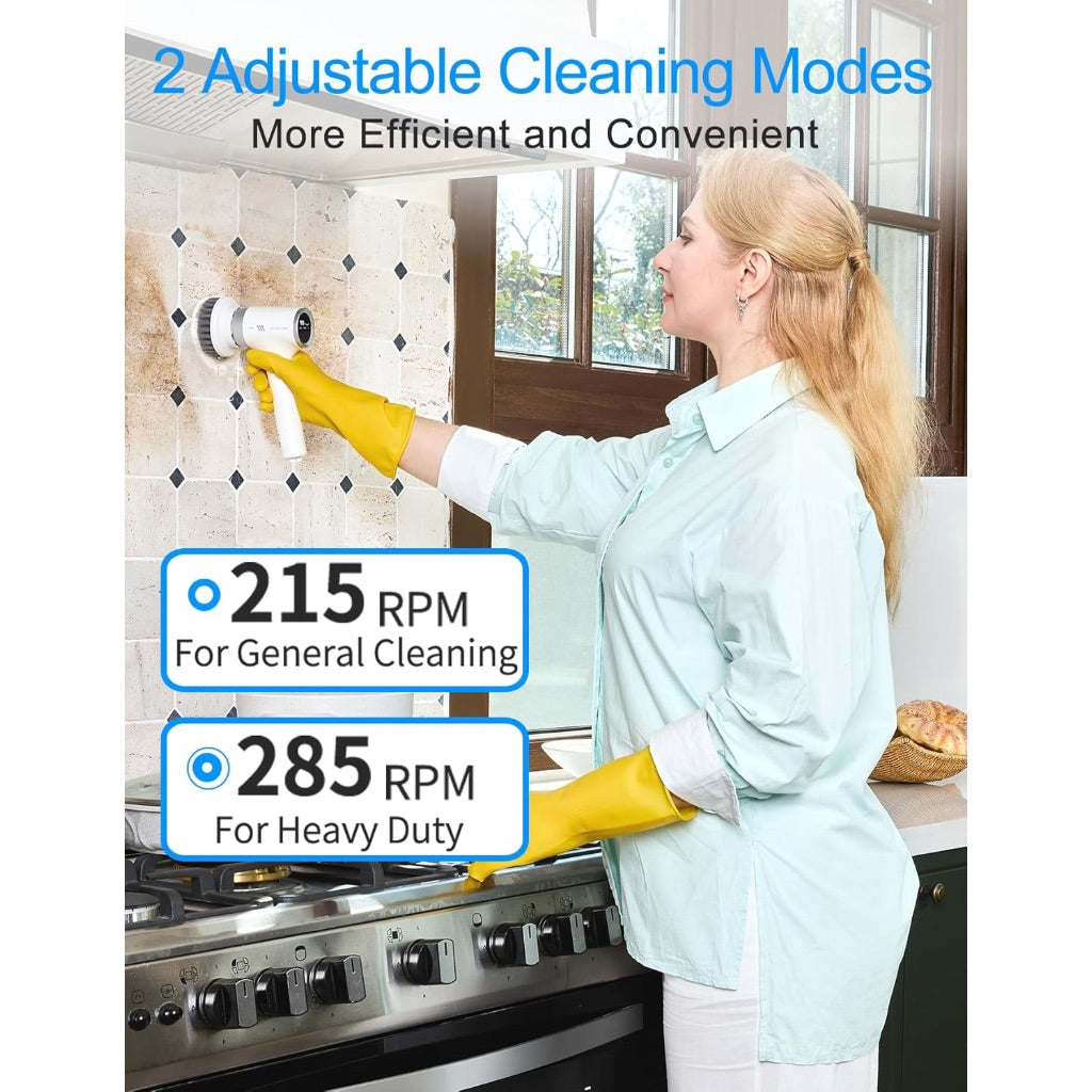 Electric Spin Scrubber for Cleaning with 9 Replaceable Heads, Rechargeable