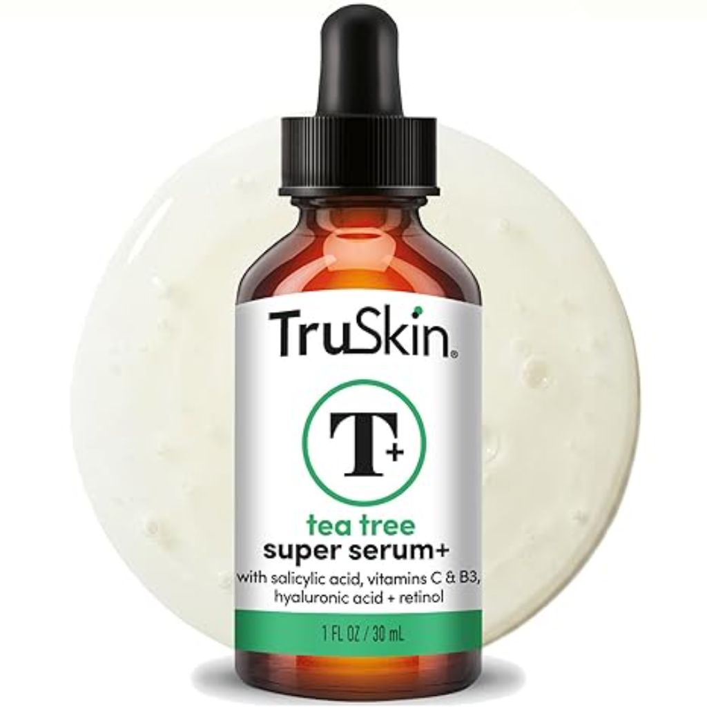 TruSkin Tea Tree Oil Acne Treatment Serum for Face - Salicylic Acid, Niacinamide, Vitamin C & Retinol - Clarifying Super Facial Serum for Acne-Prone Skin & Pores, 1 Fl Oz
