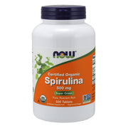 NOW Foods Certified Organic Spirulina 500mg Super Green, 500 Tablets