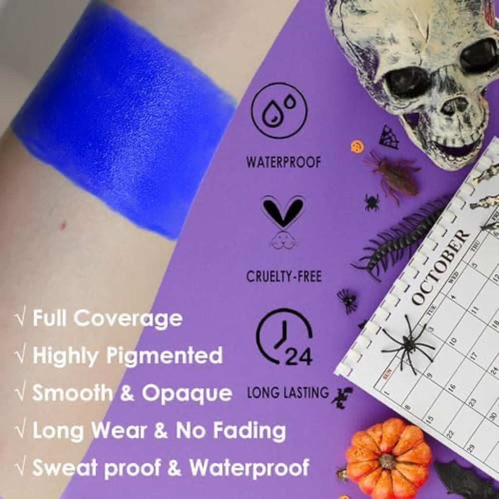 SUNNYVALE Clown Red Face Body Paint Stick Cream, Sweatproof Eye Black for Adults Sports, Hypoallergenic Grease Foundation Makeup for SFX Special Effects Cosplay Costume Parties