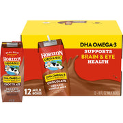Horizon Organic Shelf Stable 1% Lowfat DHA Omega-3 Chocolate Milk Boxes, Pack of 12 - 8g Protein per Serving