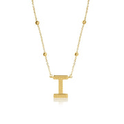DERDALN Initial Necklace for Women 14K Gold Plated Necklace Bubble Letters I Alphabet Dangling Pendant Gift