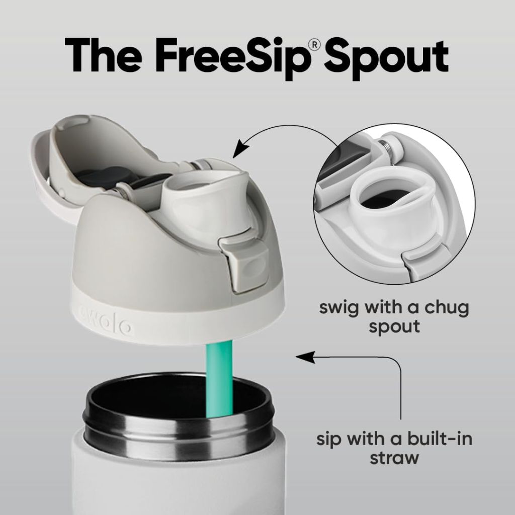 Owala FreeSip Insulated Stainless Steel Water Bottle with Straw - Shy Marshmallow, 32oz.