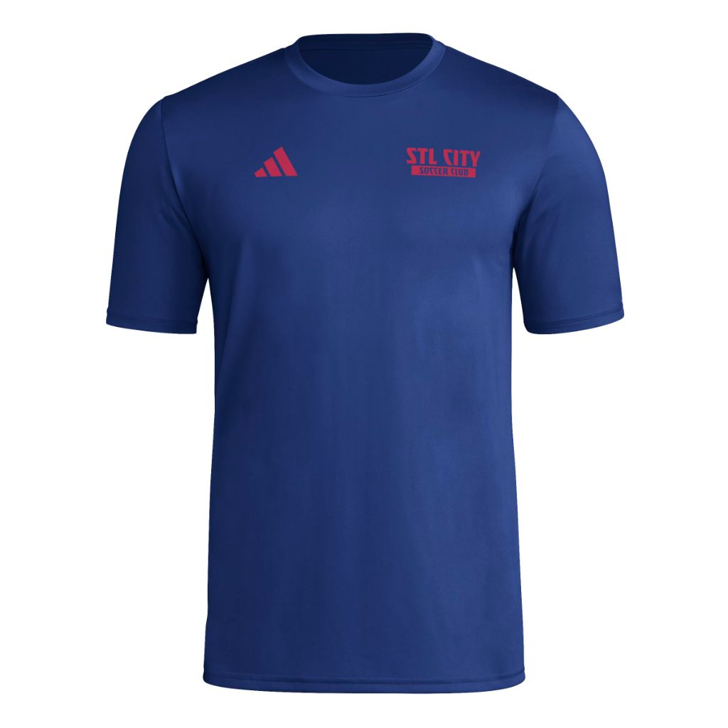 adidas Men's MLS Soccer Pre-Game Short Sleeve T-Shirt - St. Louis City SC, Navy Blue (XS)