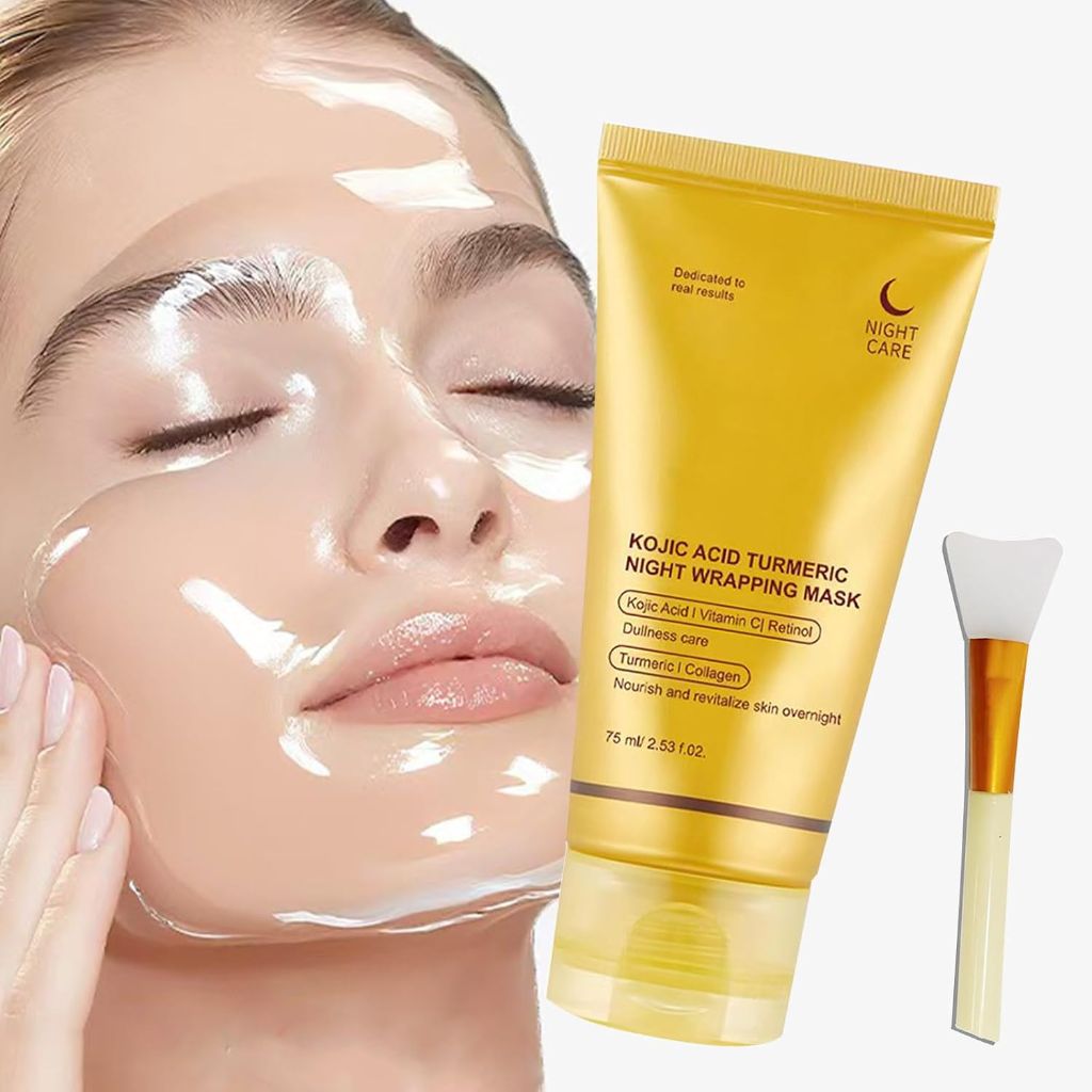 Kojic Acid Turmeric Night Wrapping Hydration Mask with Brush - 2.65 oz.