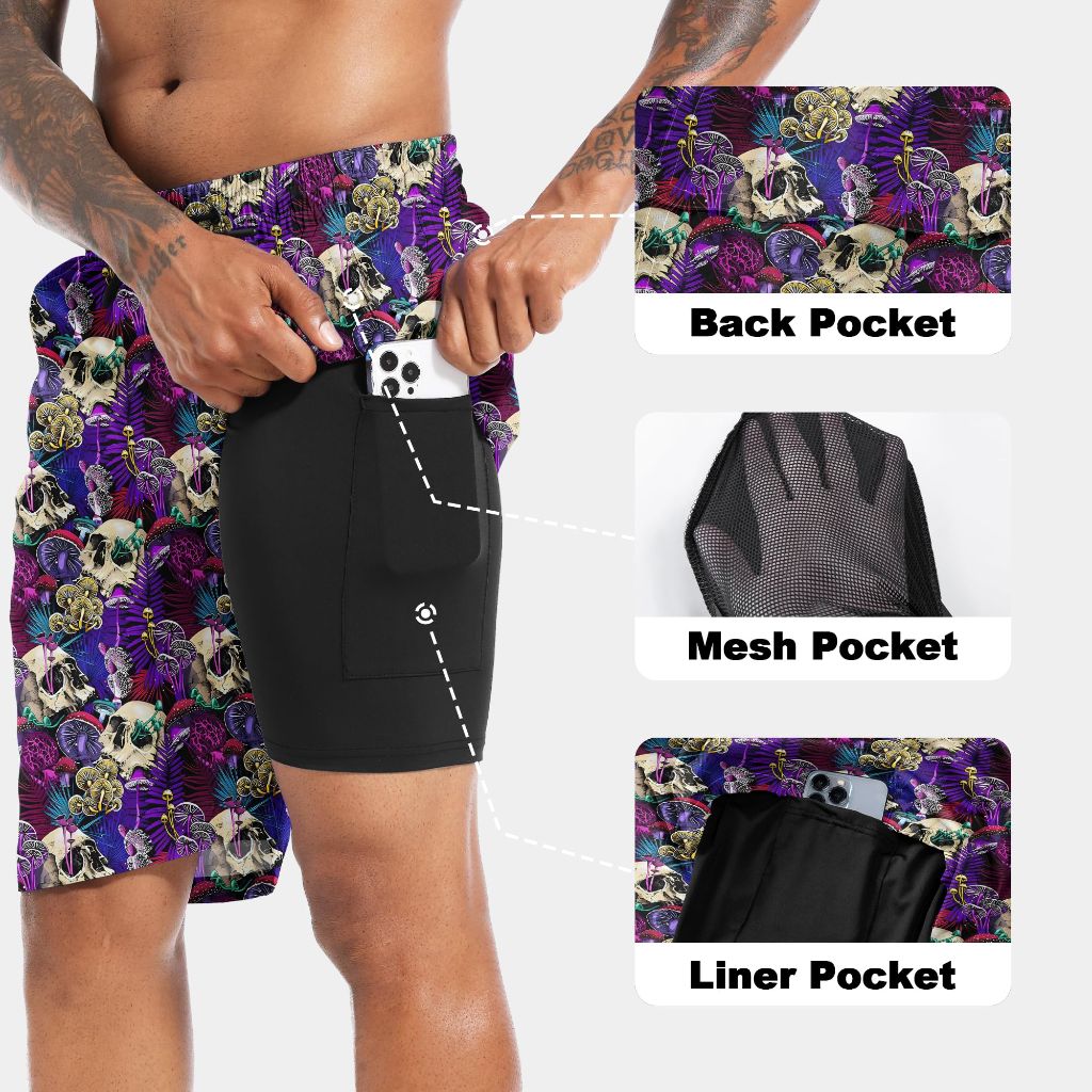 Mens Swim Trunks with Compression Liner, S