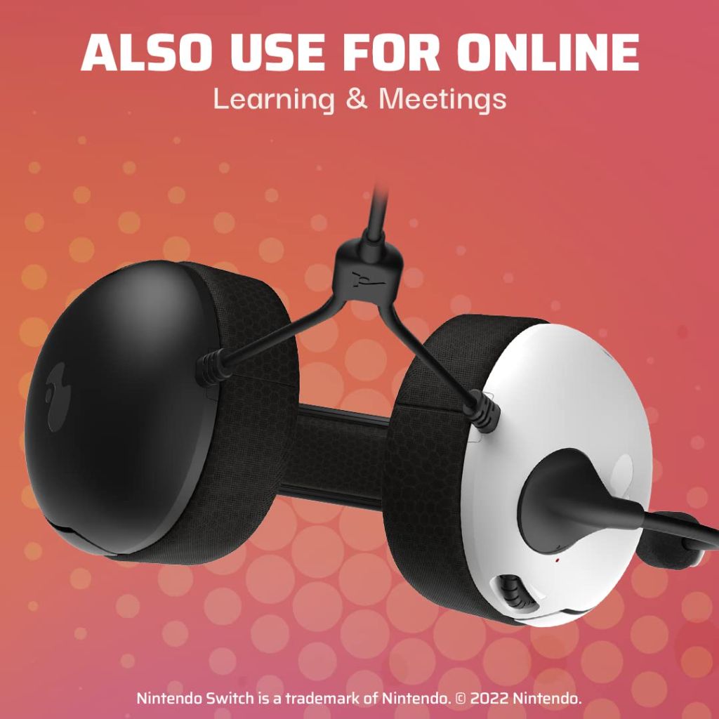 PDP Gaming AIRLITE Stereo Headset with Mic for Nintendo Switch/Switch Lite/OLED - Wired Power Noise Cancelling Microphone, Lightweight, Soft Comfort On Ear Headphones (Black & White)