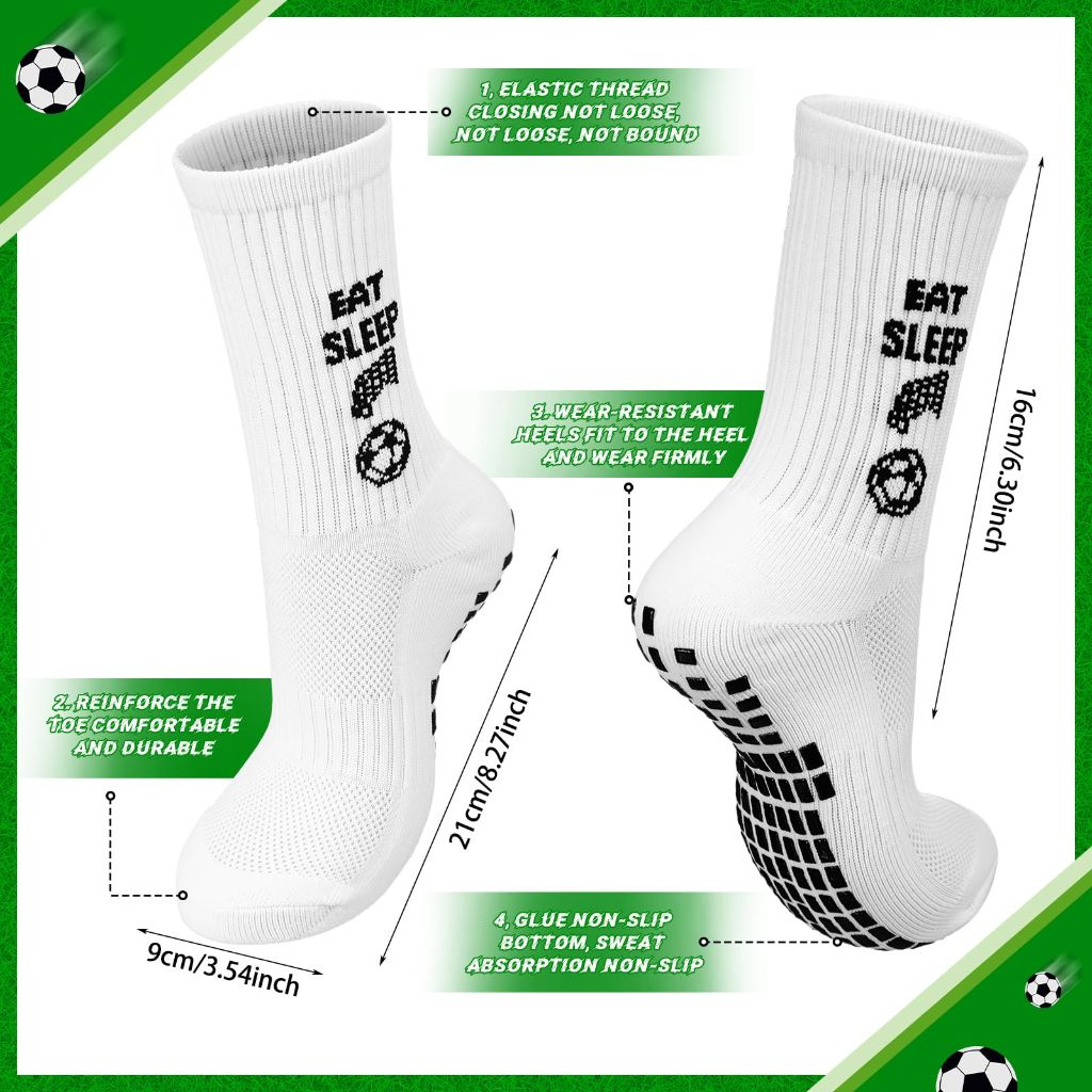 Geyoga 6 Pairs Grip Soccer Socks Anti Slip Non Slip Men's Athletic Socks Non Skid Ball Socks Men's Soccer Socks Thermal Thick Warm Grip Pads for Football Basketball Sports Men Women Indoor Outdoor