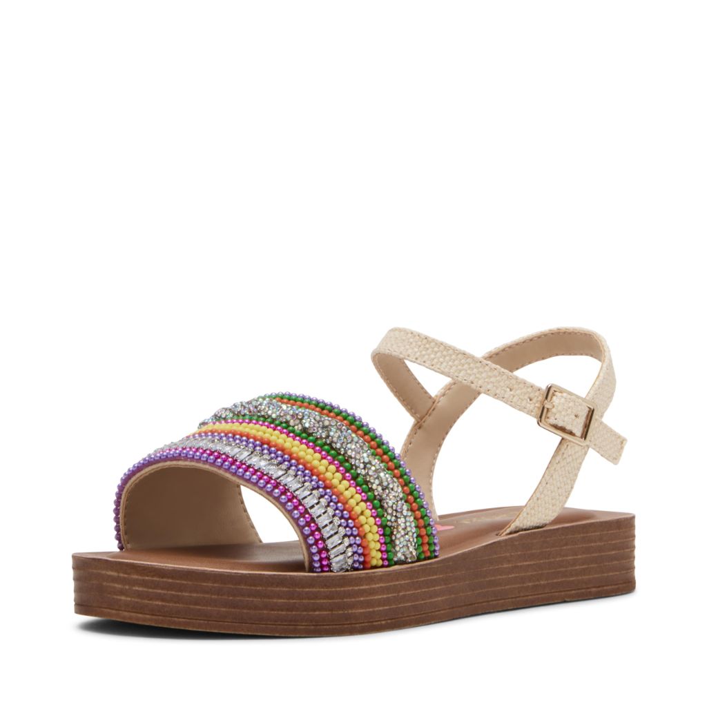 SZ 4, Steve Madden Girl's Trim Sandal, Bright Multi