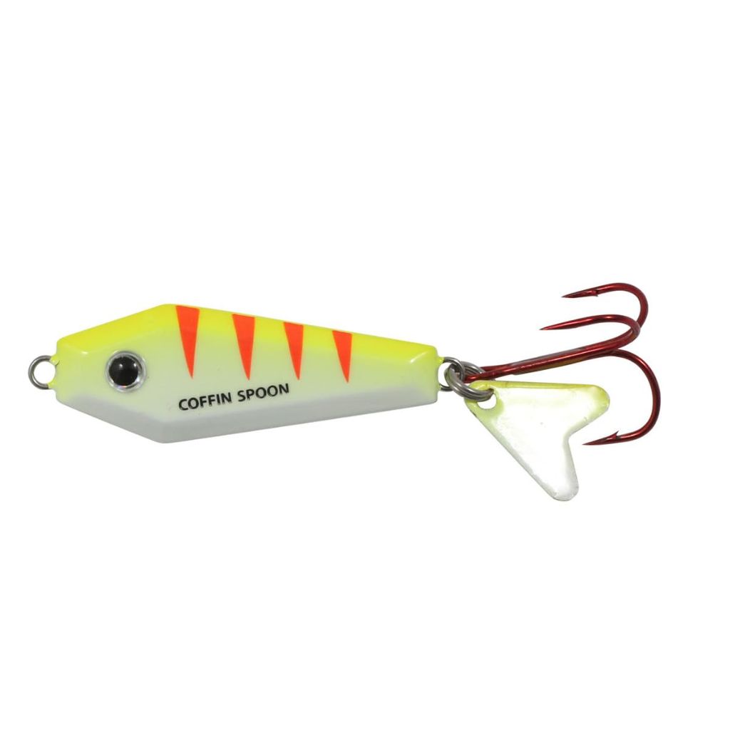 Northland Tackle Buck-Shot Coffin Ice Fishing Spoon, UV Electric Perch, 1/4 Oz, 1/Cd