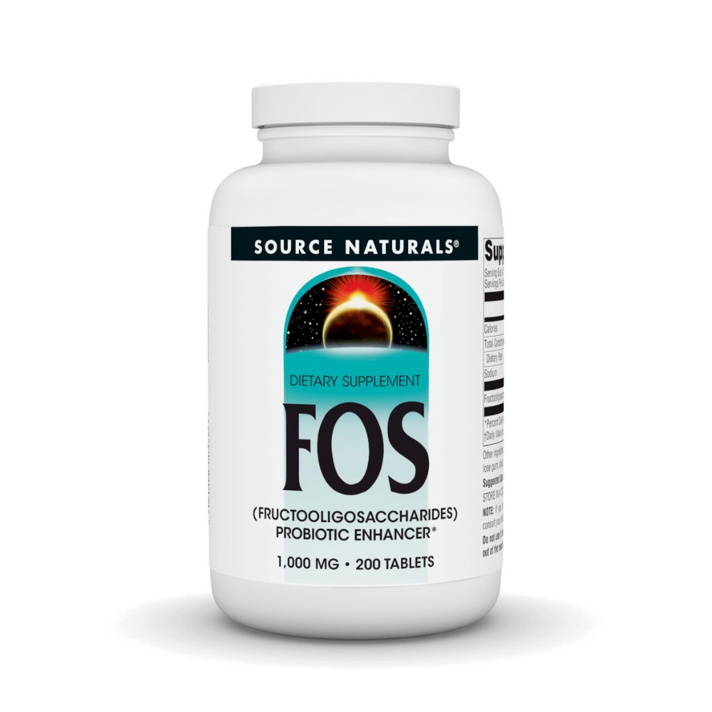Source Naturals FOS 1000 mg Fructooligosaccharides Probiotic Enhancer - 200 Tablets