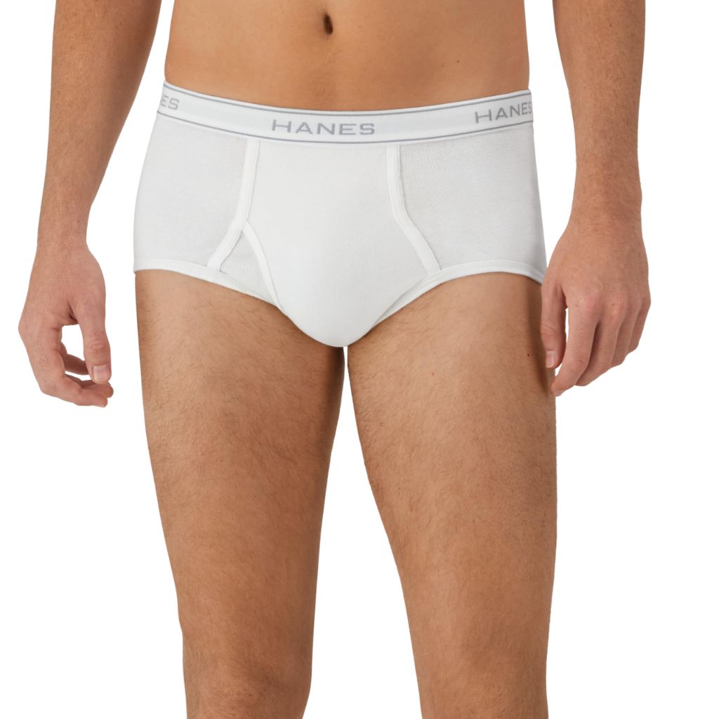 Hanes Men's Brief Underwear Pack, Cotton Briefs, White, 12-Pack