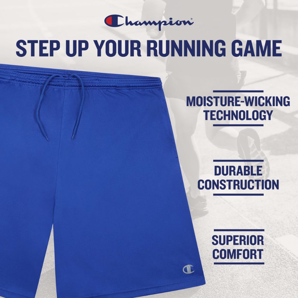 Champion Gym Shorts Men Big and Tall - 2 Pack Performance Dry Fit Running Shorts Black/Royal 5X