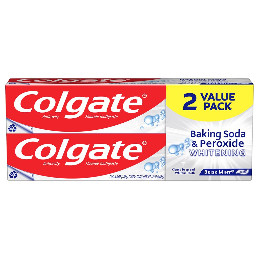 Colgate Baking Soda & Peroxide Whitening Toothpaste - Brisk Mint, 6oz. (2 Pack)
