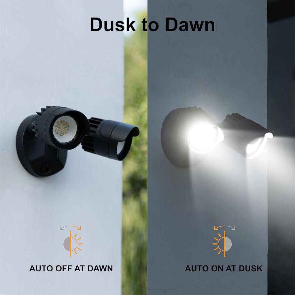 LED Flood Lights Outdoor, 34W 3500LM Dusk to Dawn Dual-Head Flooflight, IP65 Waterproof Exterior Security Lights, Wall Light for Ourside, Patio, Garage, Yard (Black) (2)