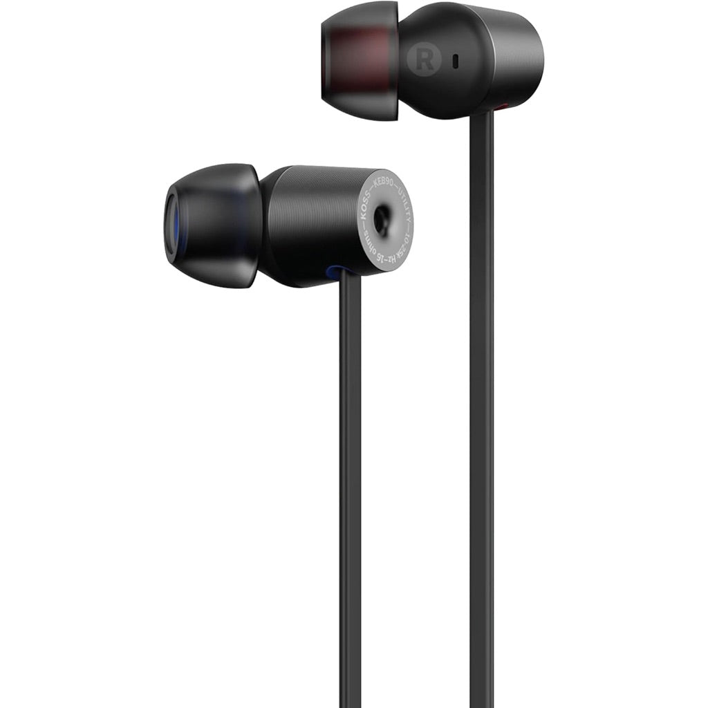 Koss KEB90 Utility Earbud, Detachable Interchangeable Cord System, Noise Isolation Design, Stealth Grey