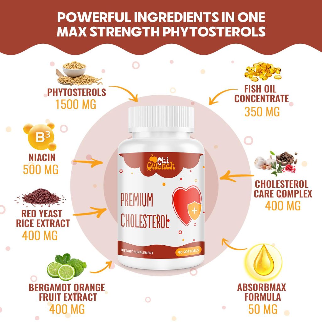Chi Qwench Premium Cholesterol Supplements - 90 Soft gels