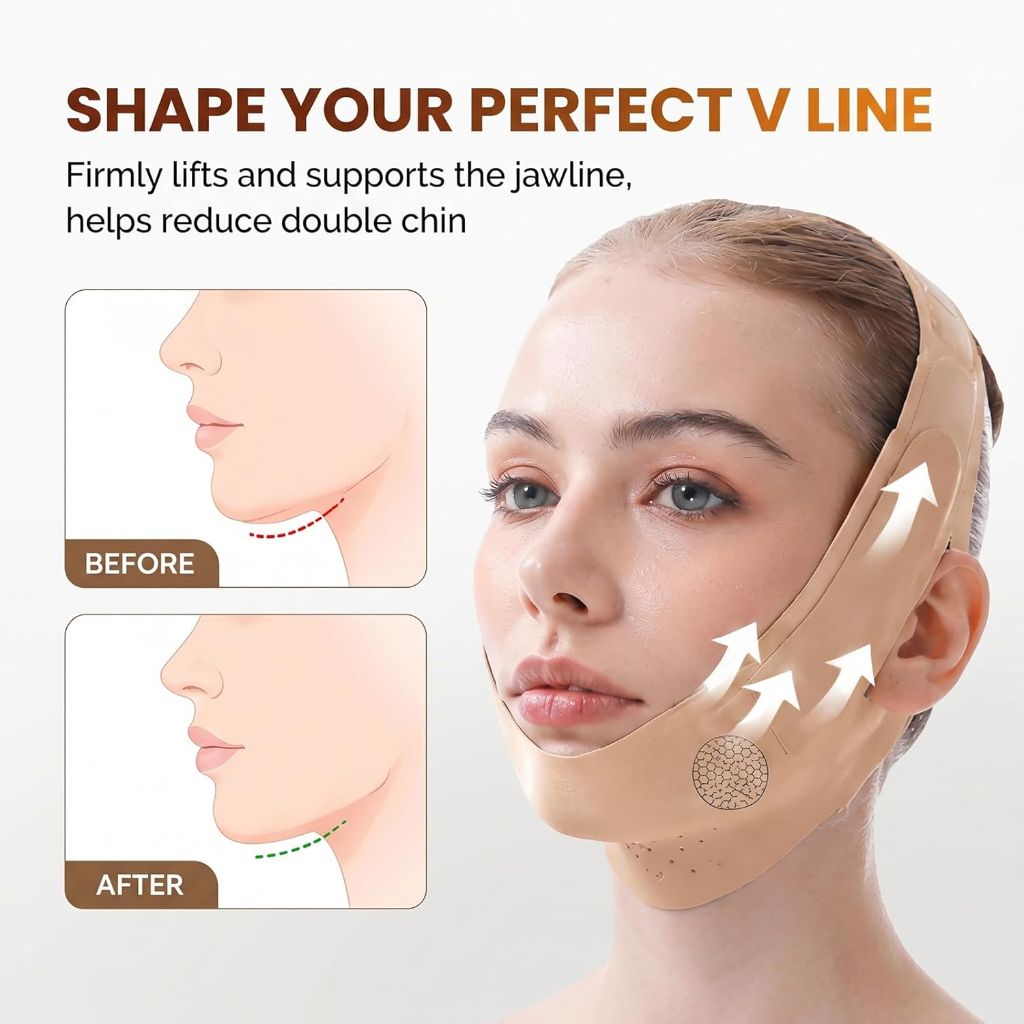 V - Line Neck Lift Tape Silicone Face Mask Dou Ble Chin Reducer, V