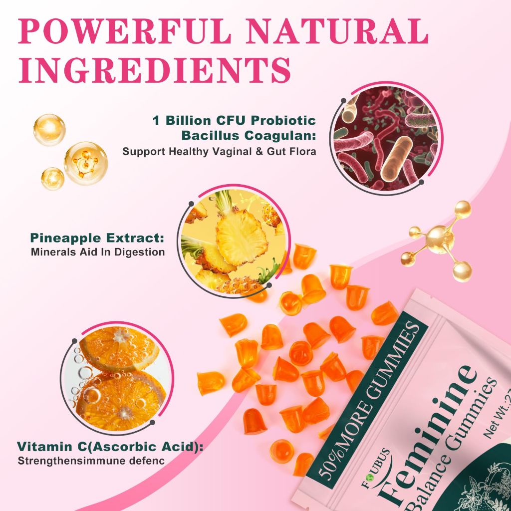 Vital Source Premium Feminine Balance Vaginal Probiotic Gummies - Hawaiian Pineapple, 90ct.