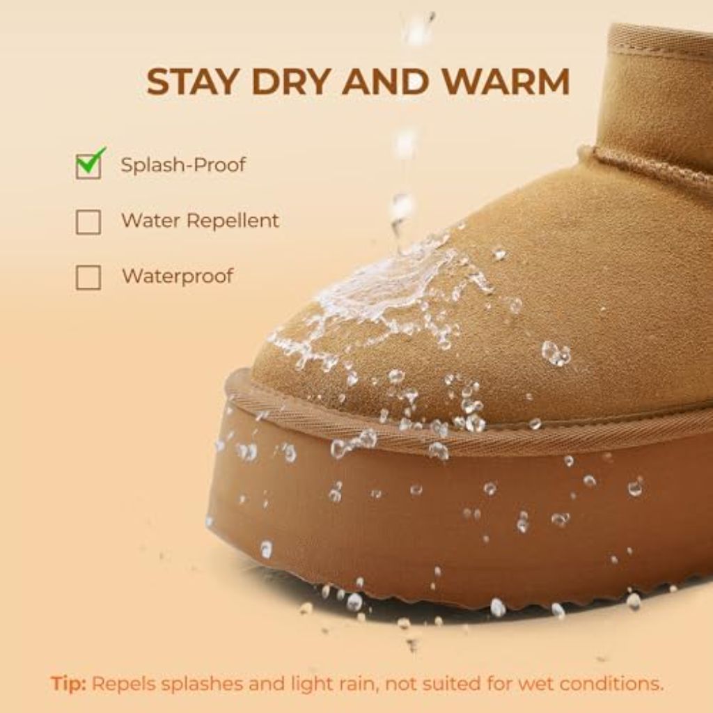 DREAM PAIRS Platform Winter Boots Genuine Suede Chestnut - 11