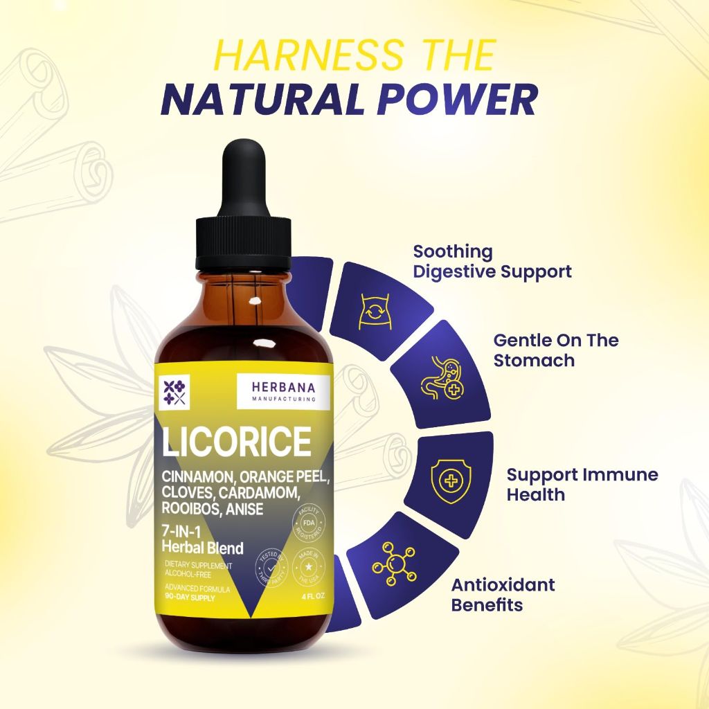 Herbana Manufacturing Licorice 7-in-1 Liquid Extract for Digestive Health Support - 4 fl. oz.