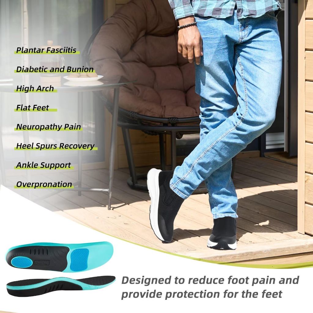 Men's Orthopedic Slip On Loafers: Lightweight Plantar Fasciitis Supportive Thick Work Shoes, Arch Support Comfortable Durable Foot Pain Relief Outdoor Walking Shoes Black Size 11.5