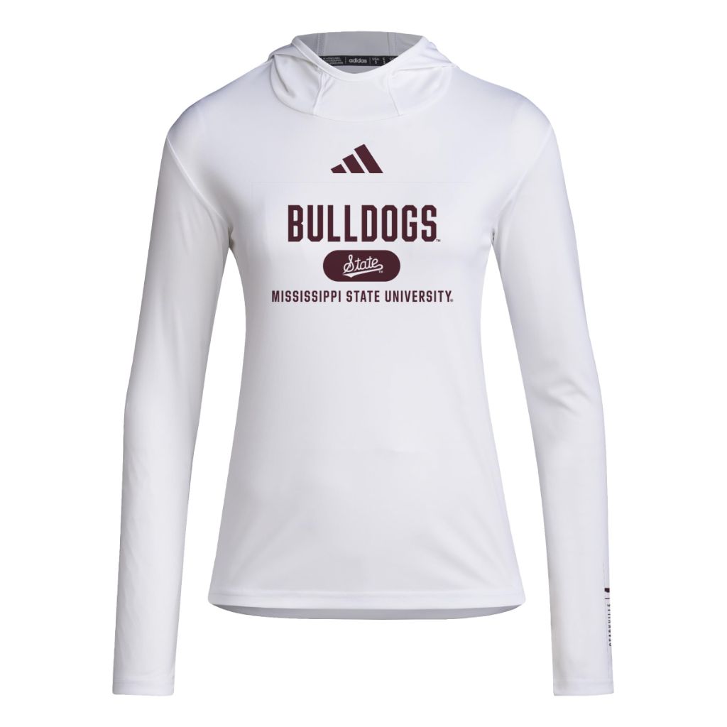 Adidas Women's D4T Mississippi State University Lightweight Hoodie, White/Team Maroon/Mississippi State University, X-Large