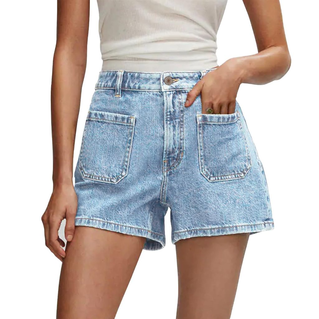 SZ L, StunShow Women's Denim Shorts High Waist